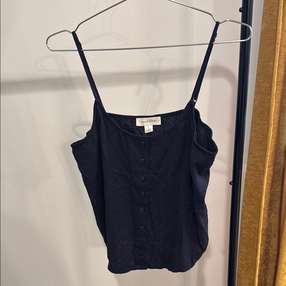 Blue Fitted Camisole Top with Buttoned Details